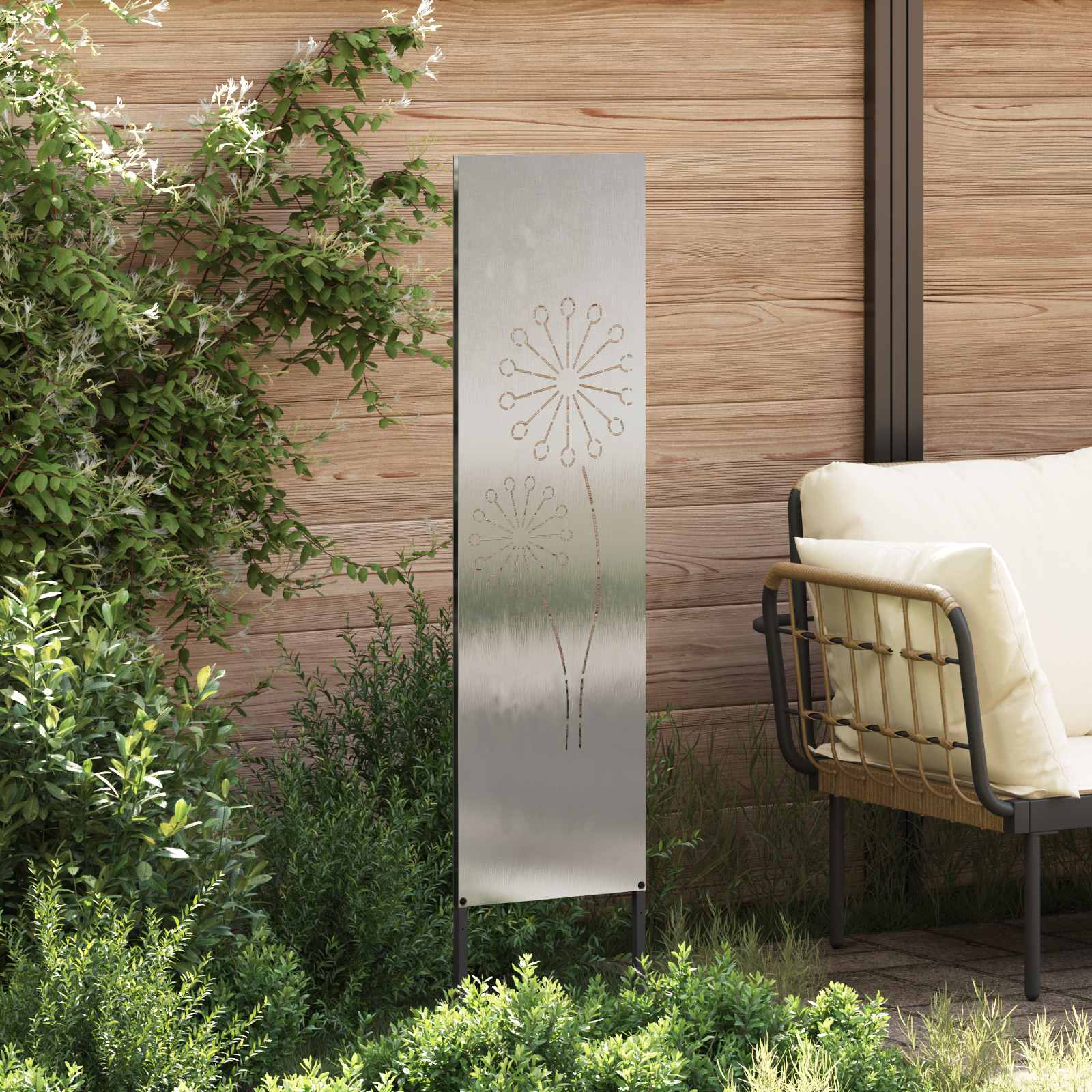 vidaXL Écran de confidentialité de jardin Fretwork Argenté 32 x 140 cm