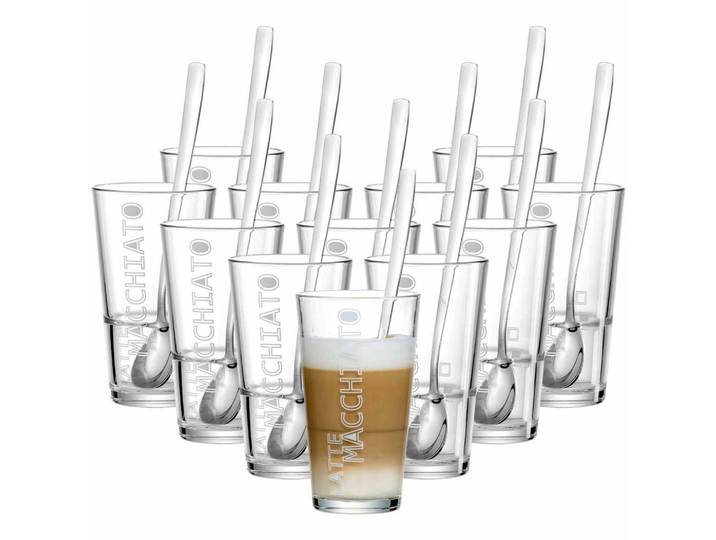 Ritzenhoff Breker Latte Macchiato Gläser + Löffel Lena transparent 350 ml 12er Set, Transparent, Glas, Geschirr, Tassen