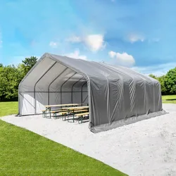 GreenYard Weidezelt-Überdachung aus Stahl und Polyethylen , ca. 670 x 610 x 370 cm - Grau