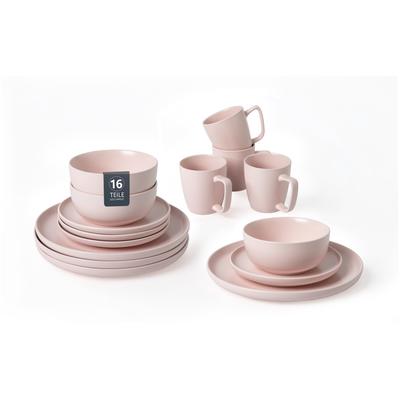 Geschirr-Set OTTO HOME "Tommik, außen matt, innen glänzend", rose, 16, Steinzeug, Geschirr-Sets, Geschirr-Set, spülmaschinenfest und mikrowellengeeignet