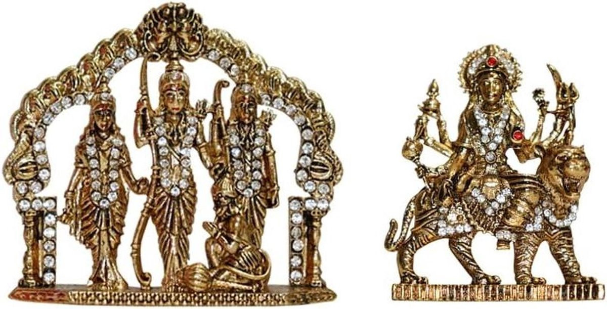 BRACOP Durga Standbeeld Hindoeïstische Godin Metalen Sculptuur voor Huis en Tempel Decoratie