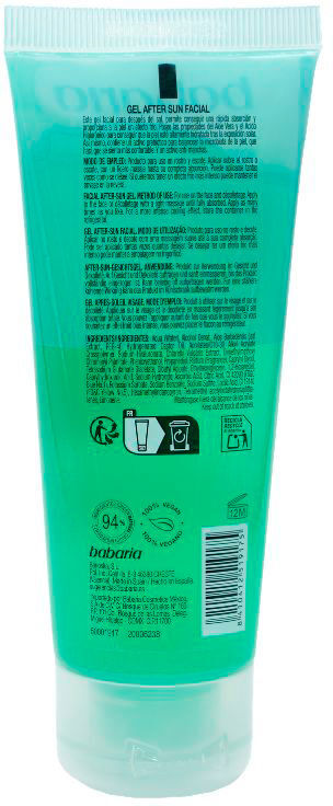 Babaria Gel doposole viso aloe e acido ialuronico 75 ml
