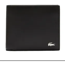 LACOSTE Herren Geldbörse, echtes Leder - M Billfold Coin, 9,5x11,5x3cm (HxLxB) Schwarz