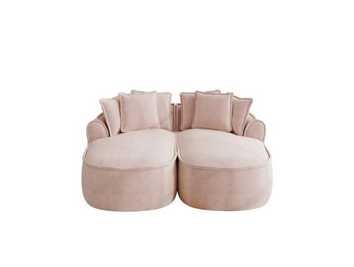 VLIVRA Canapé modulaire convertible 2 places - avec assise réglable et design sans cadre - en chenille - rose