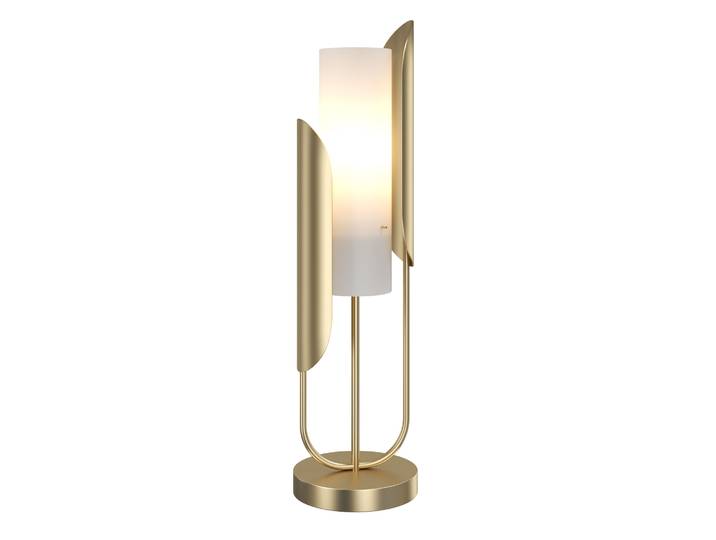 Lampe de table\, métal doré\, verre blanc\, douille E14