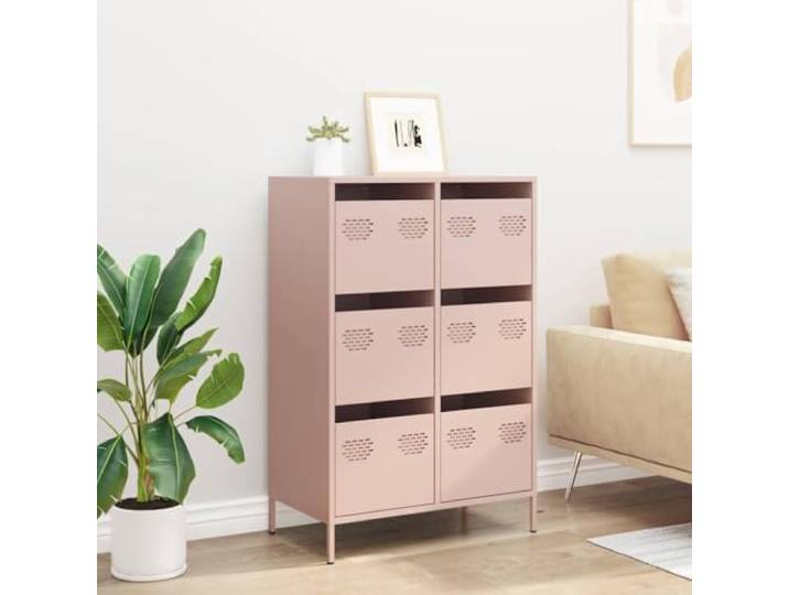 KTHLBRH Sideboard Rosa 6 Schubladen 68 x 39 x 101,5 cm Stahl Kaltgewalzter Stahl, großer Stauraum, einfache Reinigung, für Wohnzimmer, Schlafzimmer, Büro