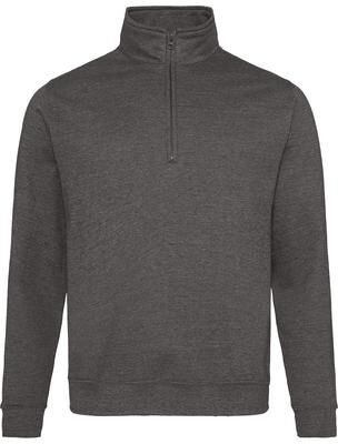 Just Hoods By AWDis JHA046 Sophomore 1/4 Zip Sweat T-Shirt in Charcoal size Small   Cotton/Polyester Blend