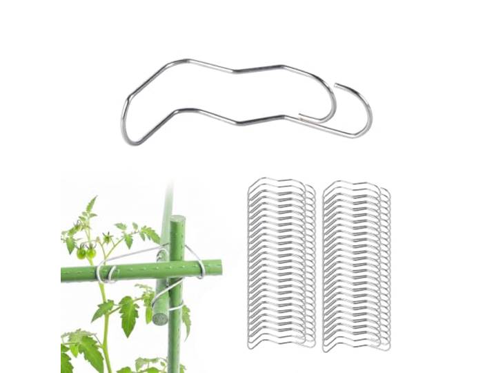 Relaxdays - Lot de 100 Clips pour Tuteurs\, Acier Inoxydable\, Ø 16 mm\, pour Treillis DIY\, Argent