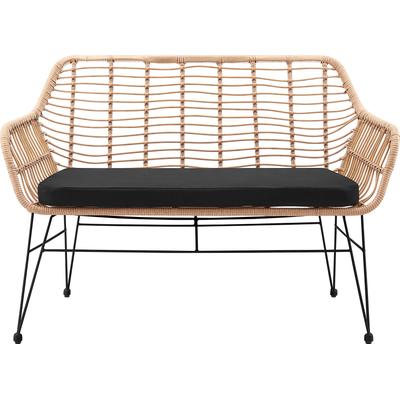 Sitzbank SALESFEVER "Wels Komfortable Bank", schwarz (natur, schwarz, schwarz), B:120cm H:85cm T:69cm, Metall, Polypropylen, Sitzbänke, Küchenbank Sitzbank Rattan-Sofa, Indoor- und Outdoor geeignet
