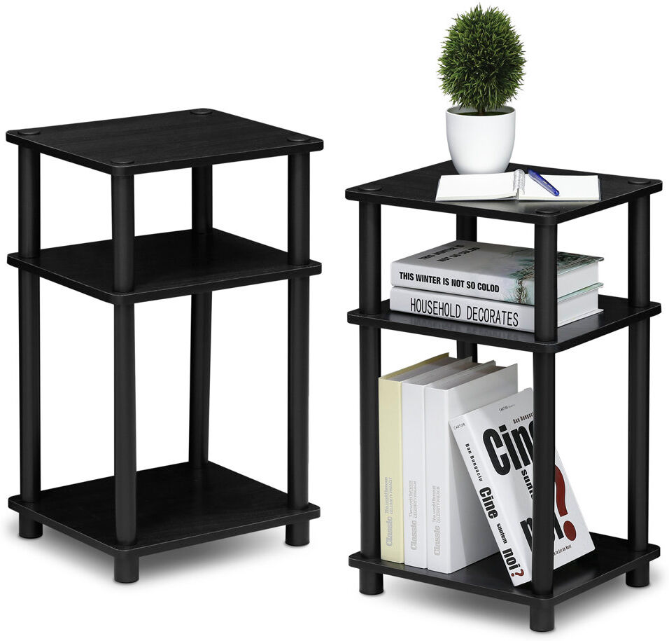 Blue Elephant Four Leg Rectangular Side Table Set Americano/Chrome 57.9cm H X 34cm W X 29.2cm D