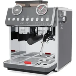 Wartmann Espressomaschine mit integrierter Kaffeemühle und drehbarem Dampfrohr, Siebträgermaschine, Silber