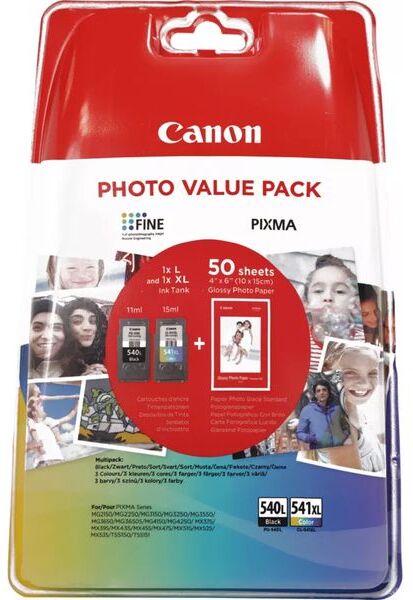 Canon PG-540L / CL-541XL photo value pack - Noir + 3 couleurs - Cartouche d'encre - Multipack Noir + 3 couleurs
