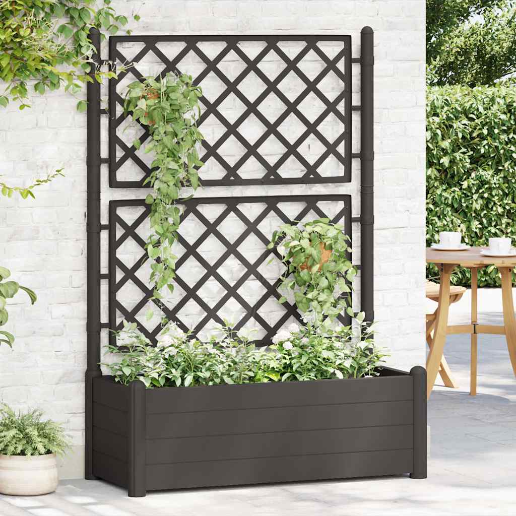 vidaXL Jardinera con enrejado PP gris antracita 100x43x142 cm Antracita
