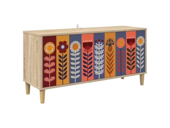 VIHHQGC TV-Schrank Sonoma Holzwerkstoff 102x33x50 cm Stabile Holzwerkstoff-Konstruktion, viel Stauraum, dekoratives Muster, erhöhte Füße, pflegeleichte Oberfläche