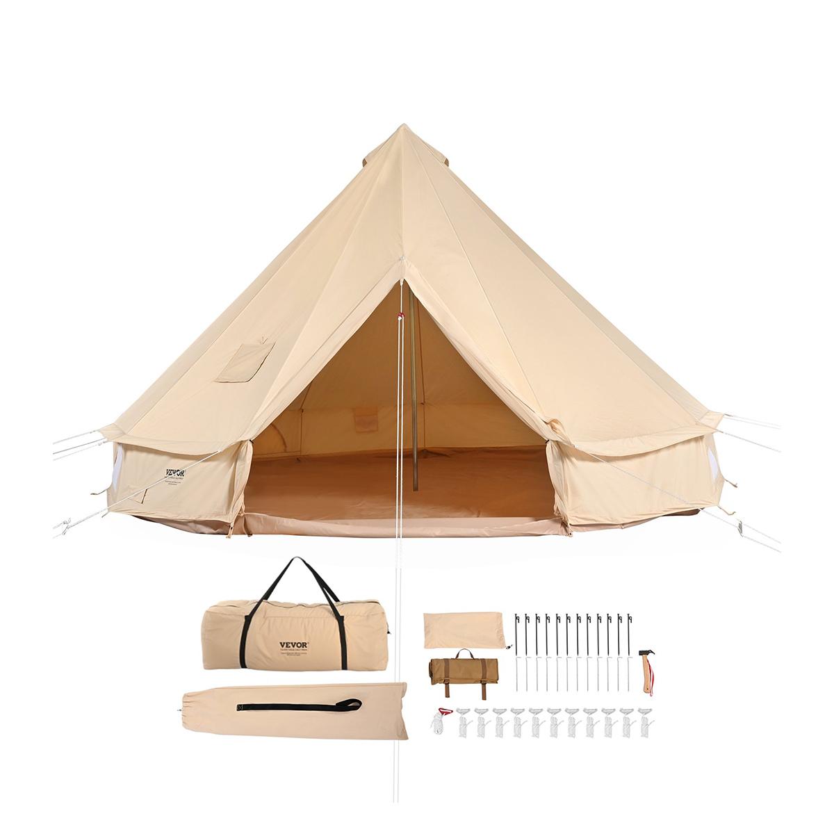 Tipi-Zelt mit Einer PVC-Bodenplane Glockenzelt Campingzelt 6 Personen Familienzelt 8 Fenster Gruppenzelt Jurten Zelt Für Outdoor-Abenteuer 4 X 2,5 M