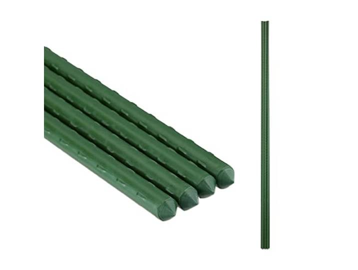 Relaxdays Lot de 10 Tuteurs pour Plantes\, 120 cm\, Ø 10 mm\, Acier recouvert de Plastique\, pour Potager\, végétaux\, Vert