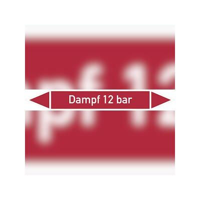 Rohrleitungskennzeichen Dampf 12 bar - 187x26 mm Folie selbstklebend