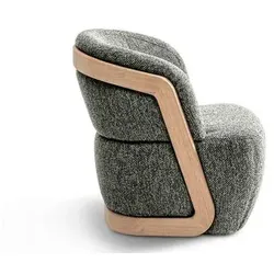 Segmüller Werkstätten Einzelsessel Frieda mit Holzspange01 Stoff Weiß / Grau