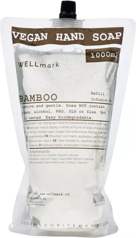 Wellmark - Auffüllbeutel Handseife, Bamboo, 1 l, Transparent