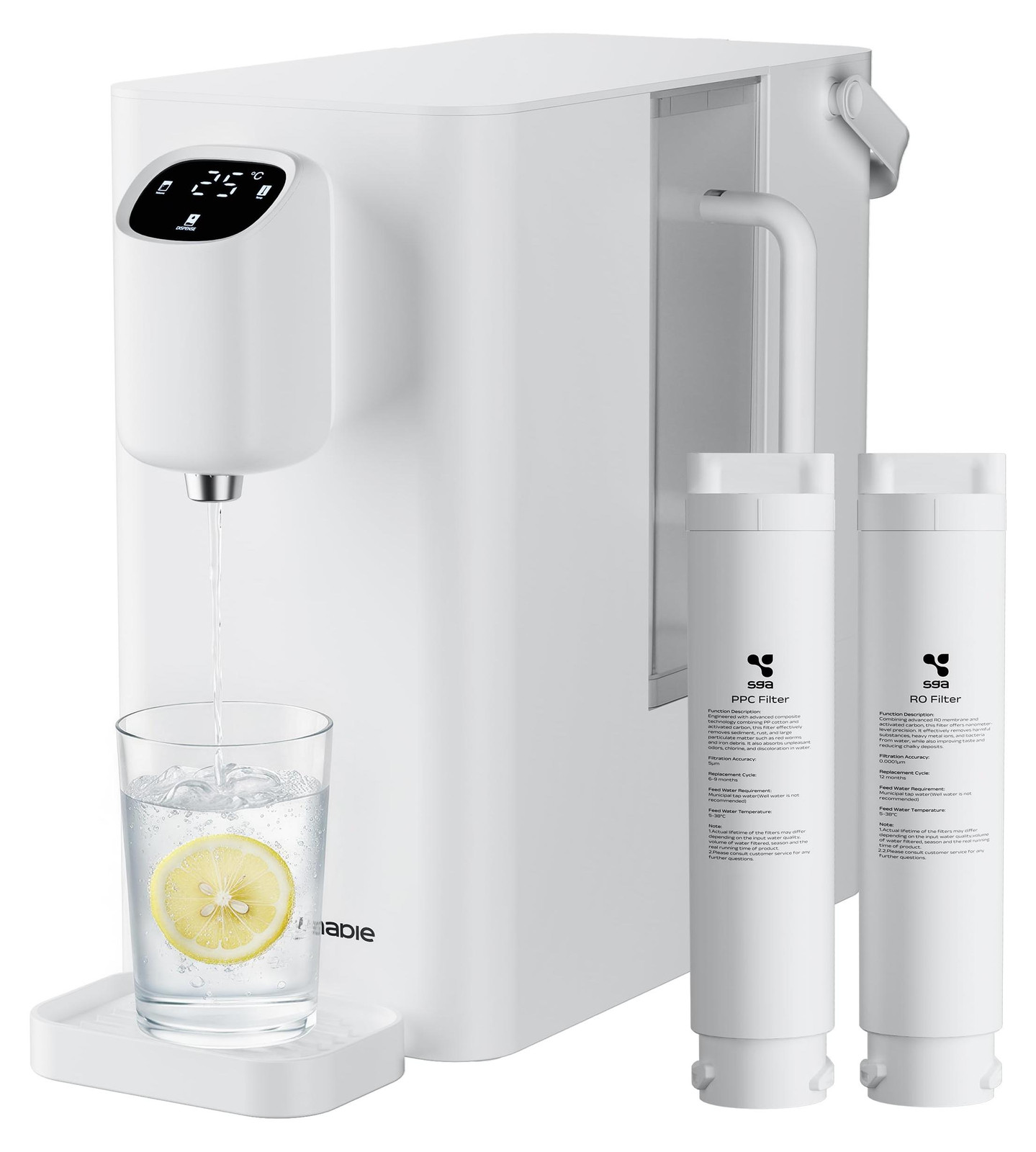 CIARRA X SusGreenable omgekeerde osmose-installatie met warmwaterfunctie, 4-traps RO-waterzuiveringssysteem
