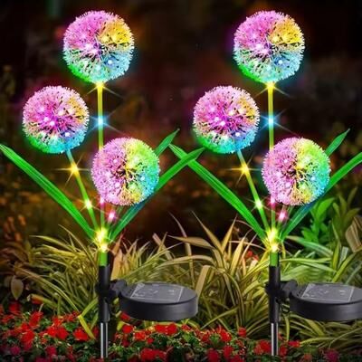 Inspired Living GardenGlow Dandelion Solar LED Lights Waterproof Outdoor Solar Garden Lights colorful 3