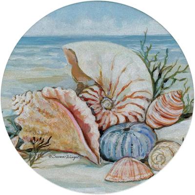 Thirstystone "Coastal Shore 4-Pack Round Natural Sandstone Coaster with Protective Cork Backing Manufactured in The USA 4"" Diameter"