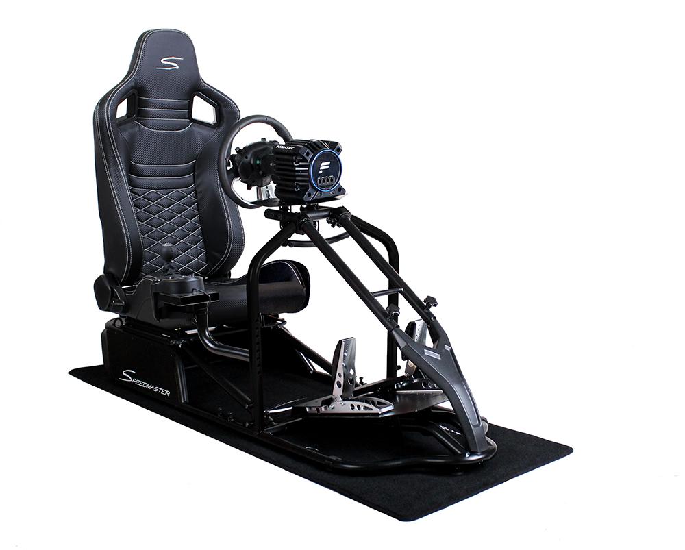 SIM Racing Cockpit Seat Pro Sim Rig SCHWARZ | Gaming Simulator Cockpit | Rennsimulator Lenkradständer Carbonfaser Optik Schwarz