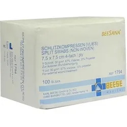 SCHLITZKOMPRESSEN Vlies 7,5x7,5 cm unsteril 4fach 100 St