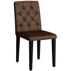 STILVORA Esszimmerstühle 4er-Set Stoff Retro-Braun/Schwarz, Metallbeine, Rautensteppung