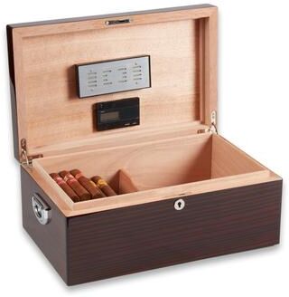 Bey Berk Panama Walnut High Lacquered 200 Cigar Humidor with Spanish Cedar Lining