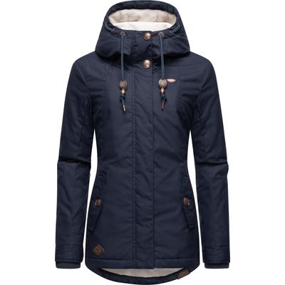 Winterjacke RAGWEAR "Monade", Damen, Gr. XXL (44), blau (marine), Obermaterial: 65% Polyester, 35% Baumwolle. Futter: 100% Polyester. Wattierung: 100% Polyester, figurbetont Po-bedeckend, verstellbar Rippstrickbündchen mit Druckknopf, Jacken...