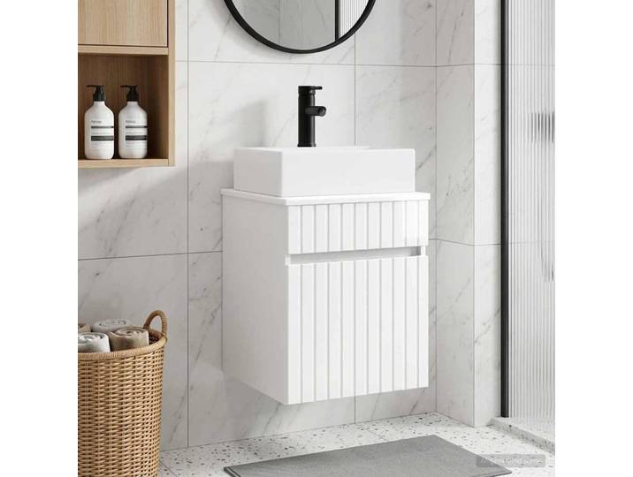 vidaXL Wandmontierter Waschbecken Vanity Hochglanz Weiß