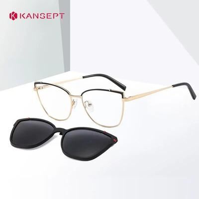 Uplifted Finds KANSEPT Womens 2 In 1 Magnetic Polarized Sunglasses And Cat Eye Optical Frame Set c2 Silver black