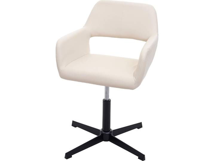 Homeoffice-Bürostuhl HWC-A50 IV, Wohnraum-Schreibtischstuhl + Esszimmerstuhl Kunstleder creme, Fuß schwarz