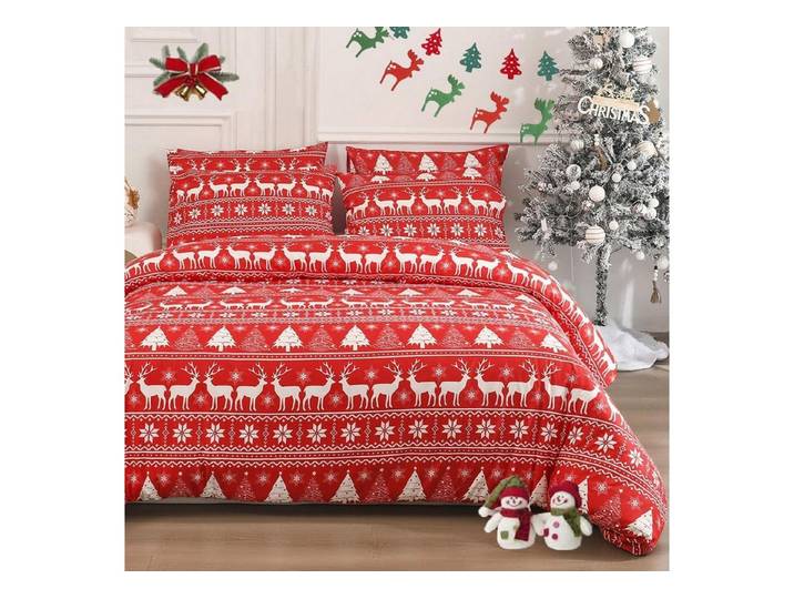 LuxusKollektion Kinderbettwäsche Bettwäsche Weihnachten Rot Hirsch 220x240cm