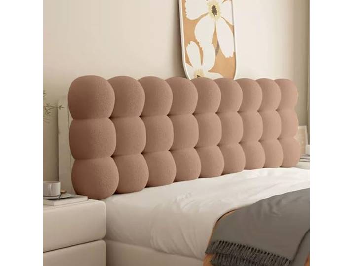 Bett Kopfteil Bezug,Sitzkissen FüRs Bett,Lesekissen,Kopfteilkissen BettrüCkenlehne,Weich,Perfekt FüR Nachttisch Und Sofa,Multifunktionales Bettkopfteil Gepolstert(210*60*10cm,Light brown)