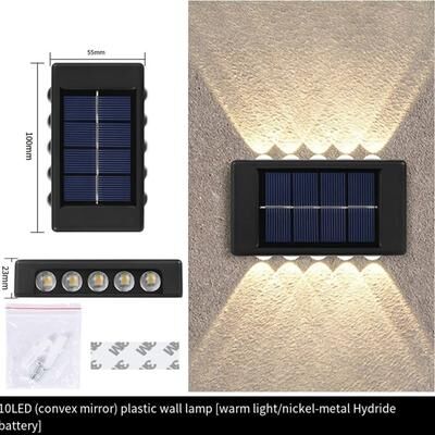 Uplift Picks Outdoor Solar Wall Light Waterproof LED Up Down Garden Lighting Lamp warm 10 Led 4 Pcs