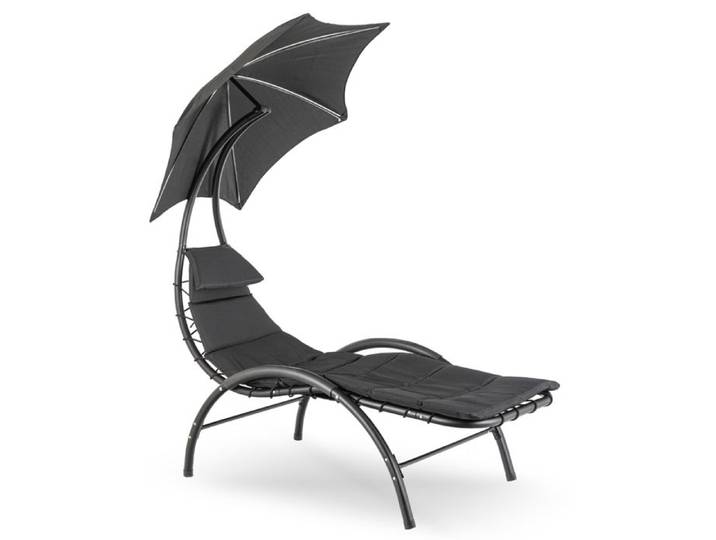 Chaise longue de jardin CARPA noire avec parasol