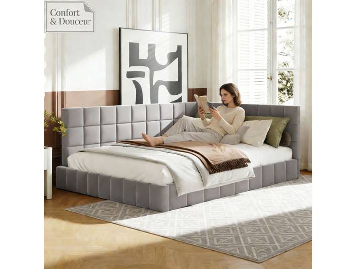 Canapé-Lit - OEM - 140x200 - Tissu Velours - Convertible - 2 Places