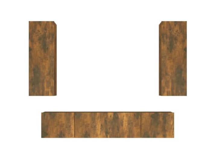 GHVBNMF 4-TLG. TV-Schrank-Set Hängeboard Räuchereiche Holzwerkstoff Platzsparende Wandmontage mit viel Stauraum für Receiver und Medien im Wohnzimmer oder Schlafzimmer.