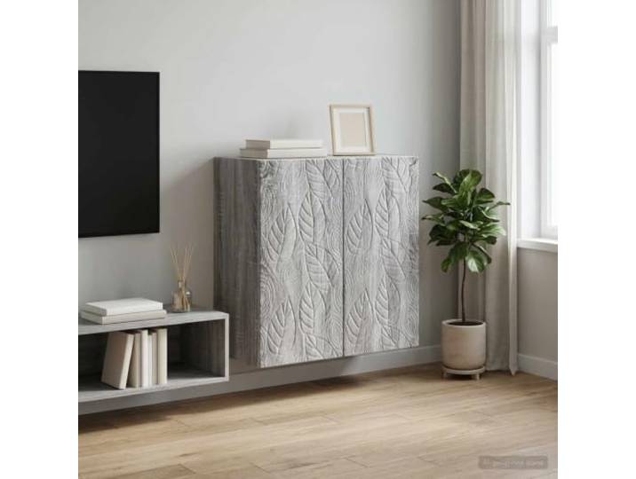 VIHHQGC Wandschrank 59x31x60 cm Holzwerkstoff Sonoma-Grau mit 90° Türen Robuster Holzwerkstoff, Sonoma-Grau Finish, 90° Pendeltüren, Holzbretter, wandmontiert, pflegeleicht