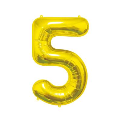 XL Folienballon Zahl 5 gold 85 cm