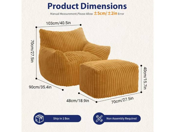 Fauteuil lounge compressé 1 place avec pouf assorti - MODENVIE - mousse haute densité flanelle jaune