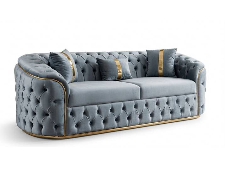 Xlmoebel Chesterfield-Sofa Elegante graue Chesterfield Couch für das moderne Wohnzimmer, 1 Teile, Made in Europa