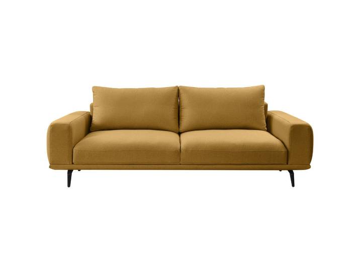 Mid.you 3-Sitzer-Sofa, Gelb, Metall, Füllung: Silikon, 242x89x115 cm, Made in EU, Stoffauswahl, Schlafen auf Sitzhöhe, Wohnzimmer, Sofas & Couches, Sofas, 3-Sitzer Sofas