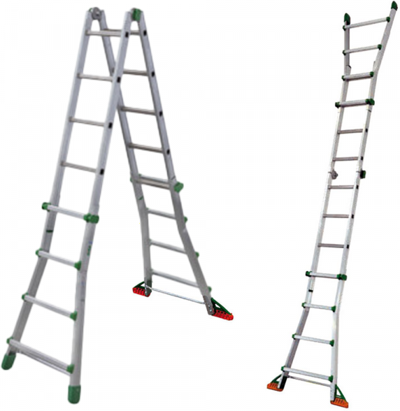 Facal Eurobriko BK/3 A, 2x9 gradini, 4.56 m - Scala in alluminio telescopica - Altezza stimata operativa 5.50 m