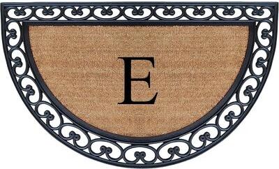 "A1 Home Collections Half Round Rubber Coir Monogrammed Double Doormat, 30"" x 48"""