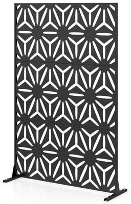 "Costway 72""H x 48""W Freestanding Fence Panel with Stand and Expansion Bolts-Black"