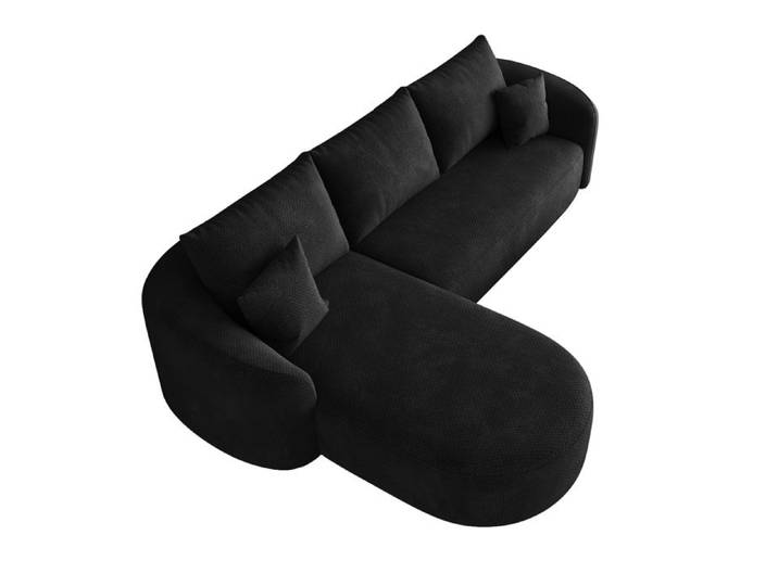 ELVORIN canapé d angle modulable compressé 4 places 266 x 168 x 85 cm en tissu chenille noir sans montage