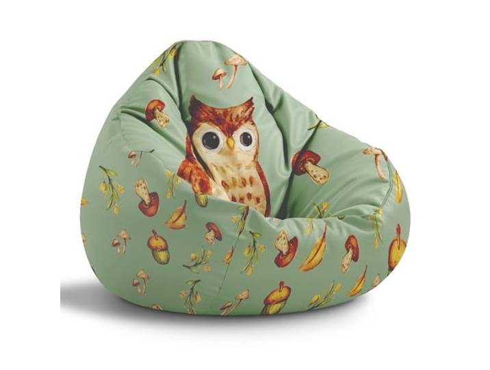 DreamRoots Sitzsack Kinder Bean Bag, Autumn Owl, Gr. M Sitzkissen Kinder Boden, Kinderzimmer Möbel, Sitzsäcke fürs Kinderzimmer, mit Füllung